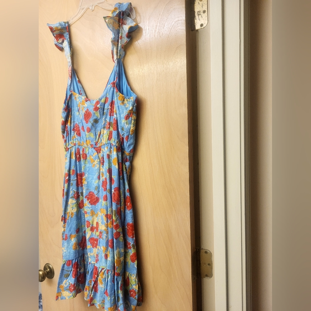 Lauren Conrad Blue Floral Tiered V Neck Summer Dress New Tags XL